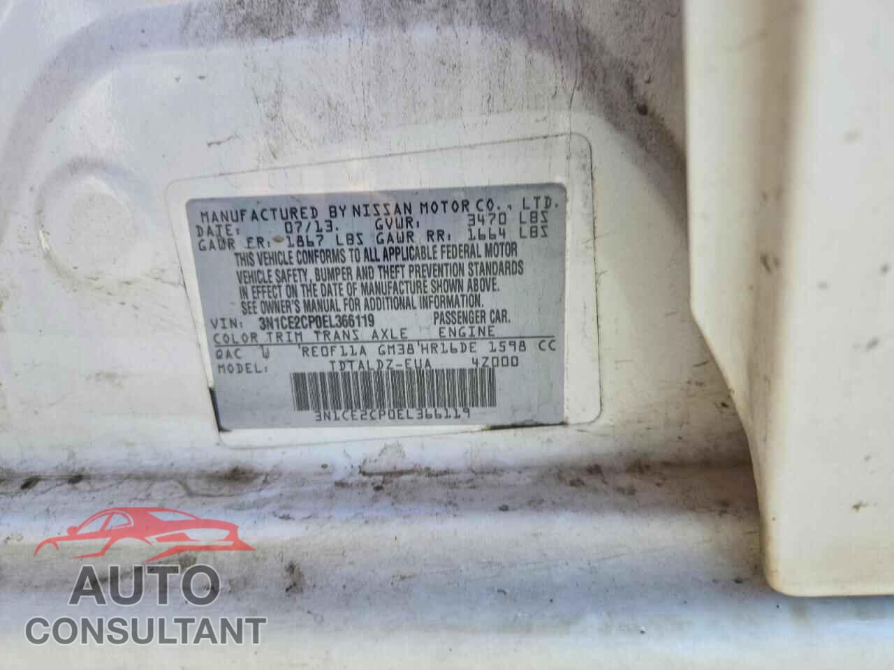 NISSAN VERSA 2014 - 3N1CE2CP0EL366119