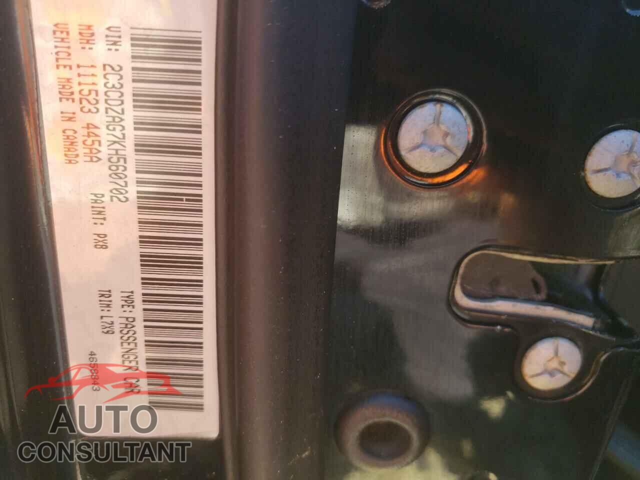 DODGE CHALLENGER 2019 - 2C3CDZAG7KH560702