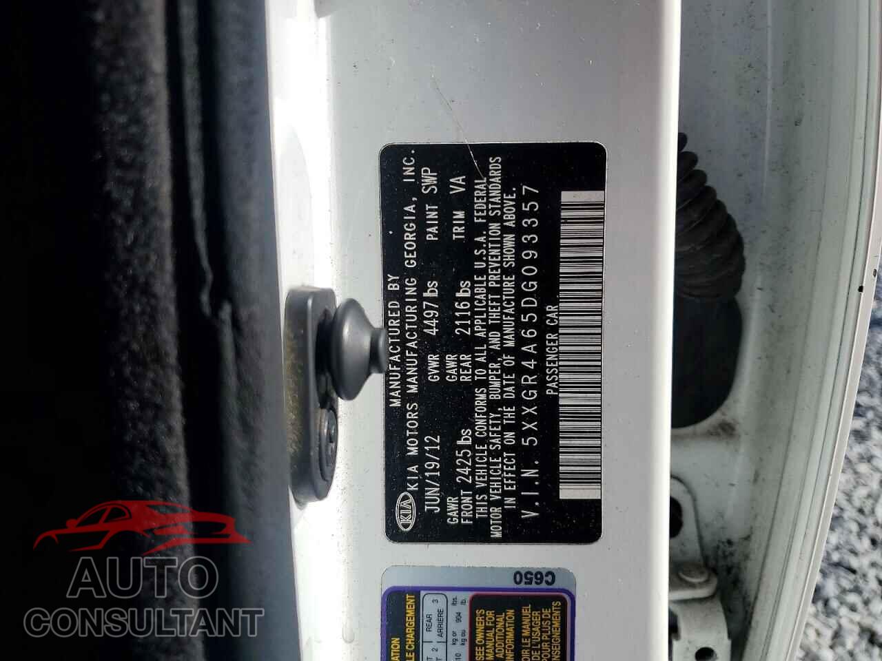 KIA OPTIMA 2013 - 5XXGR4A65DG093357