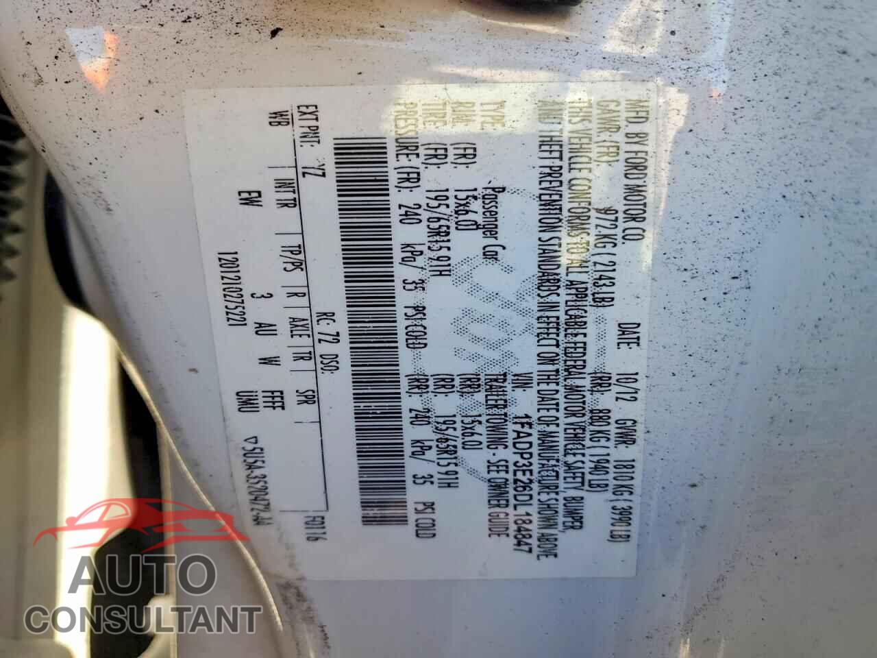 FORD FOCUS 2013 - 1FADP3E26DL184847