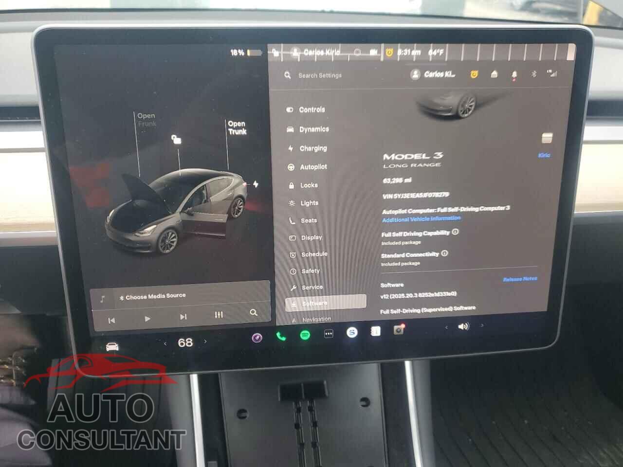 TESLA MODEL 3 2018 - 5YJ3E1EA5JF078279