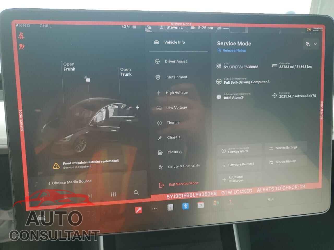 TESLA MODEL 3 2020 - 5YJ3E1EB8LF638968