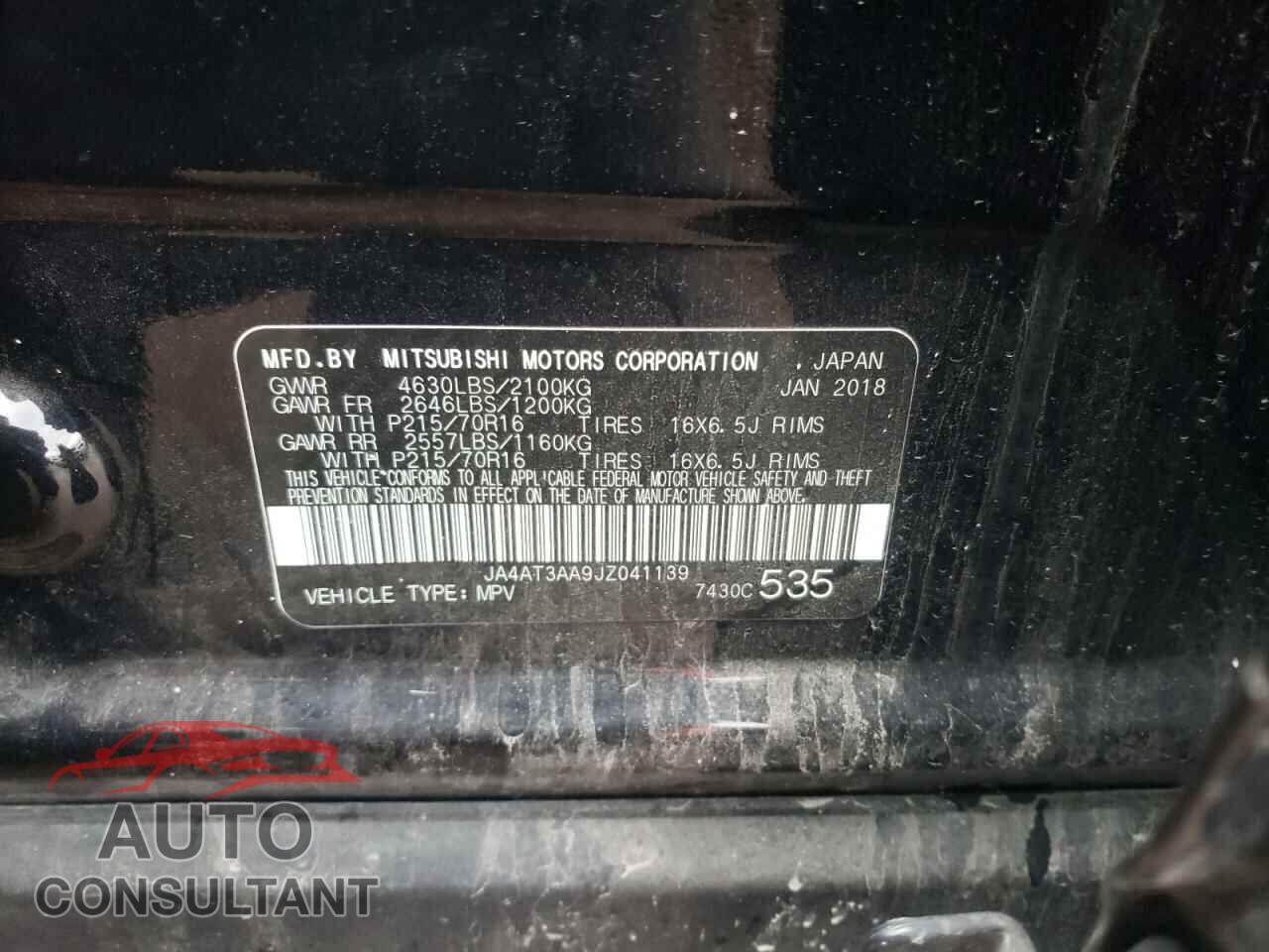 MITSUBISHI ECLIPSE 2018 - JA4AT3AA9JZ041139