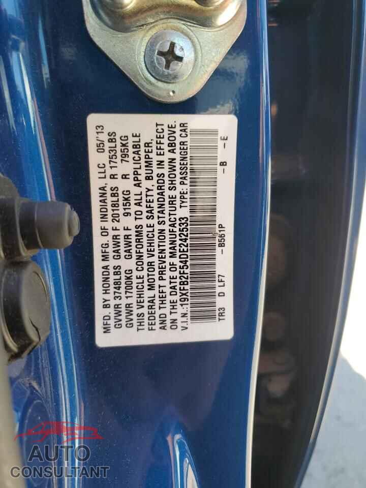 HONDA CIVIC 2013 - 19XFB2F54DE242533