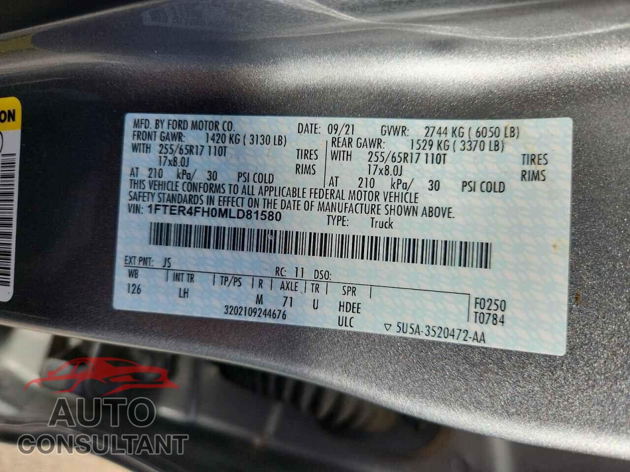 FORD RANGER 2021 - 1FTER4FH0MLD81580