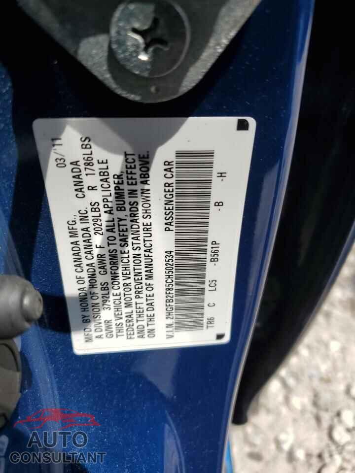 HONDA CIVIC 2012 - 2HGFB2F85CH502534