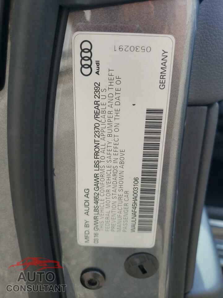 AUDI A4 2017 - WAULNAF45HA003106