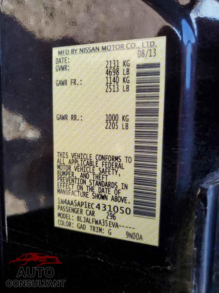 NISSAN MAXIMA 2014 - 1N4AA5AP1EC431050