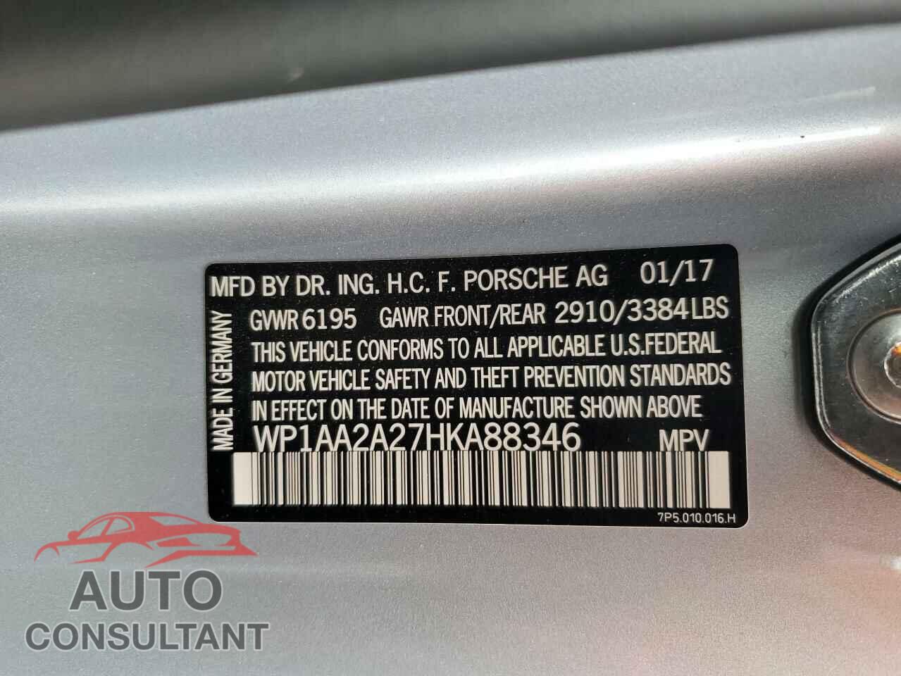 PORSCHE CAYENNE 2017 - WP1AA2A27HKA88346