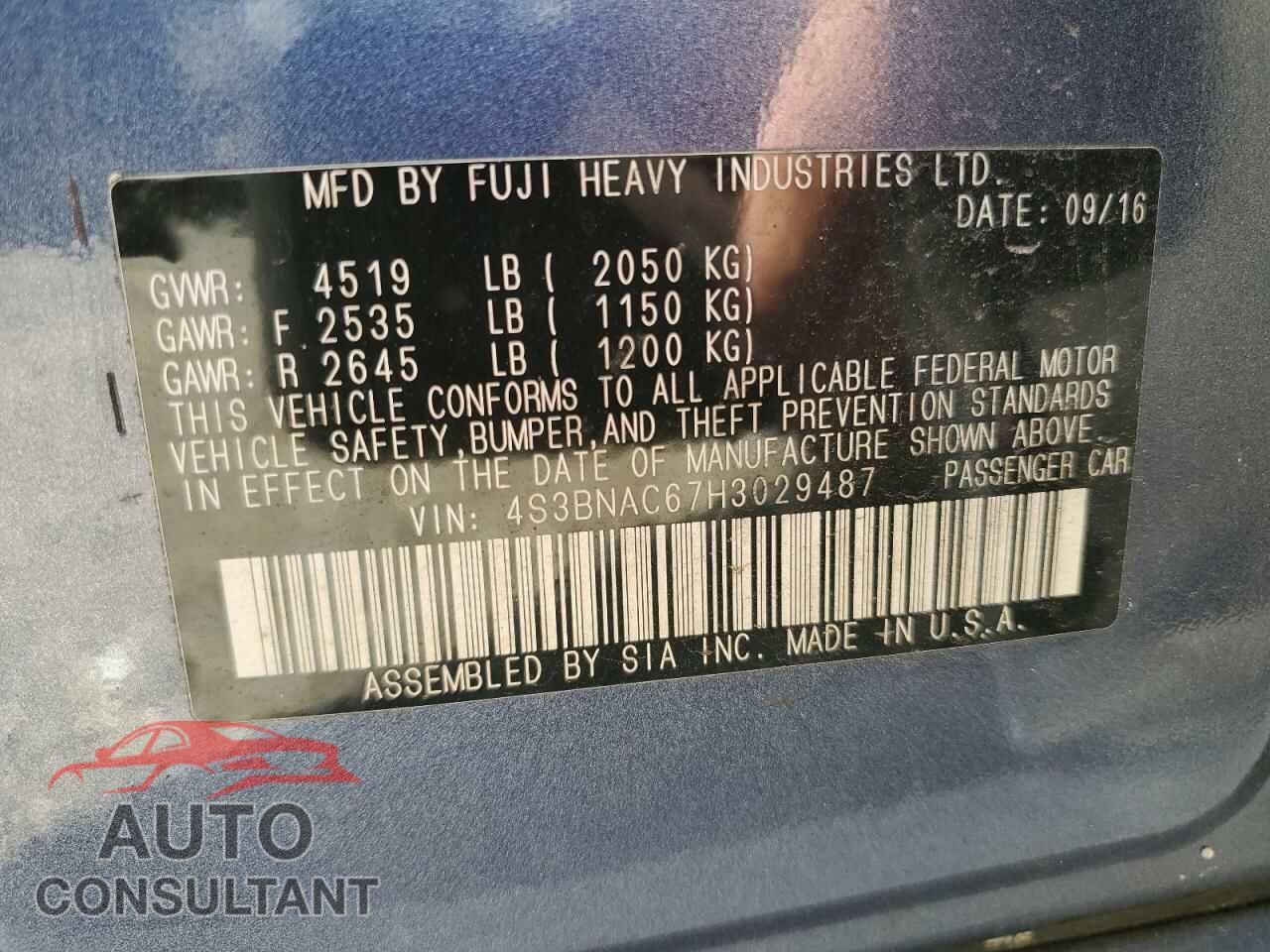 SUBARU LEGACY 2017 - 4S3BNAC67H3029487