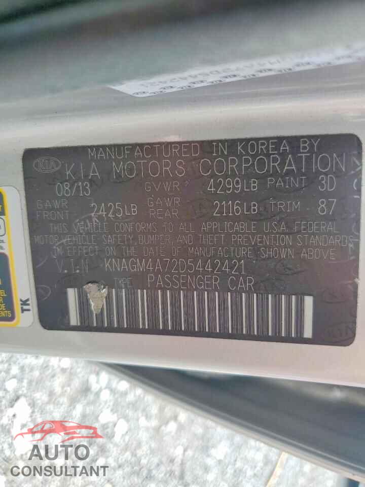 KIA OPTIMA 2013 - KNAGM4A72D5442421