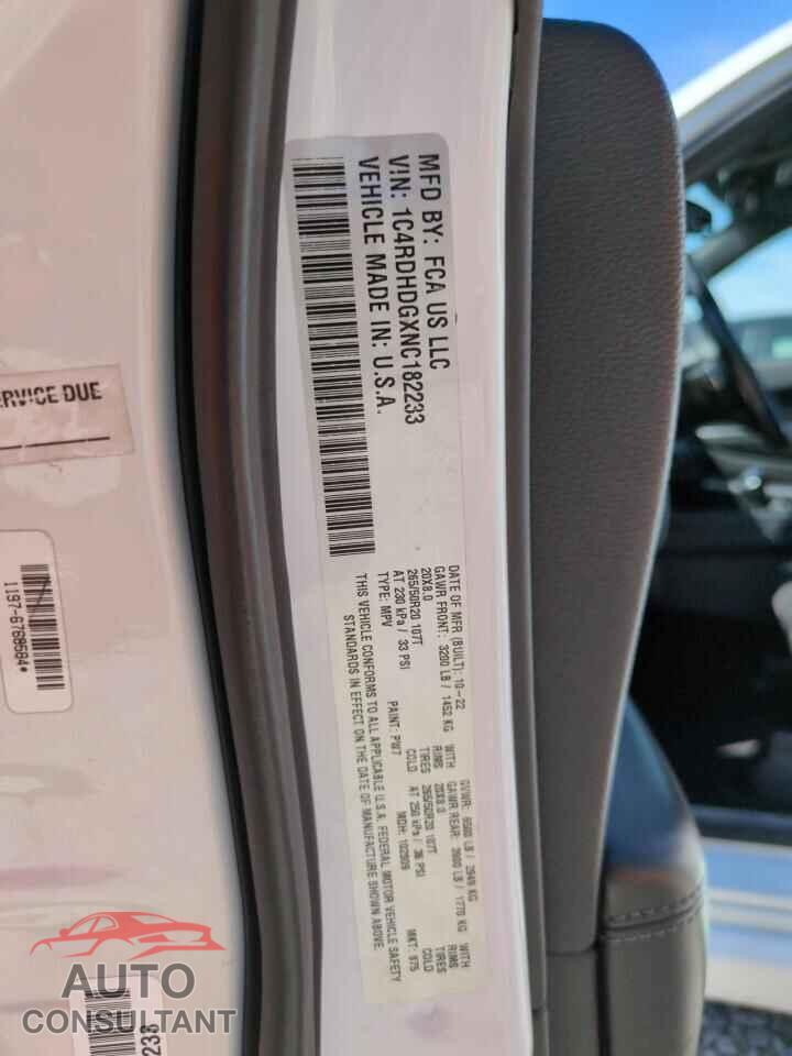 DODGE DURANGO 2022 - 1C4RDHDGXNC182233