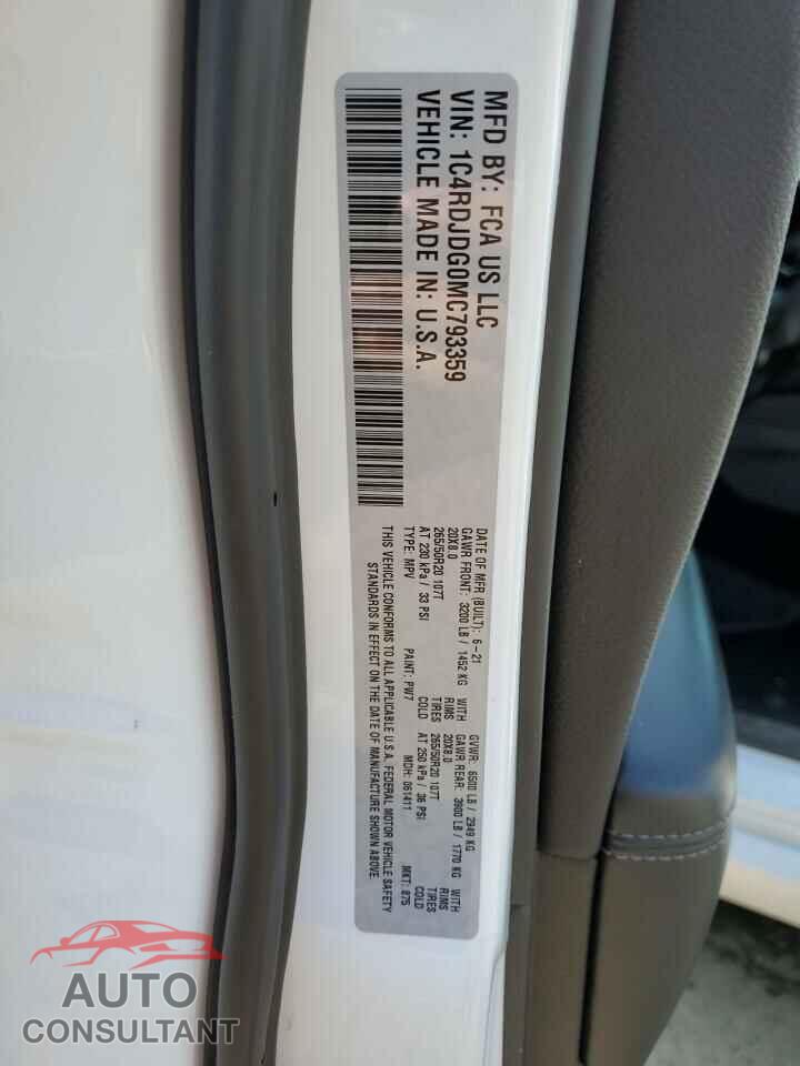 DODGE DURANGO 2021 - 1C4RDJDG0MC793359