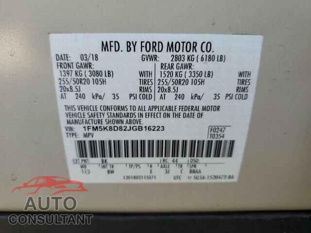 FORD EXPLORER 2018 - 1FM5K8D82JGB16223