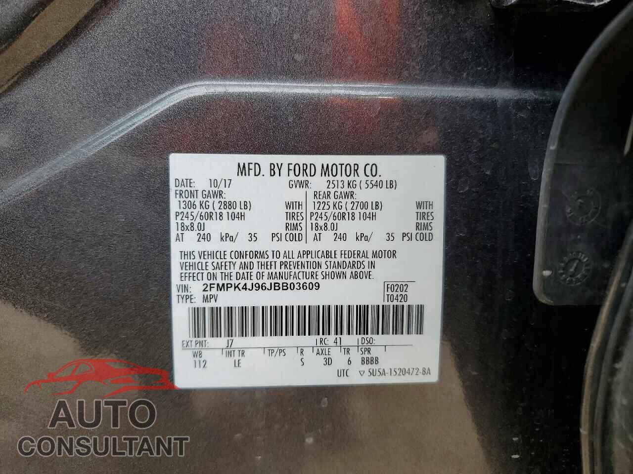 FORD EDGE 2018 - 2FMPK4J96JBB03609