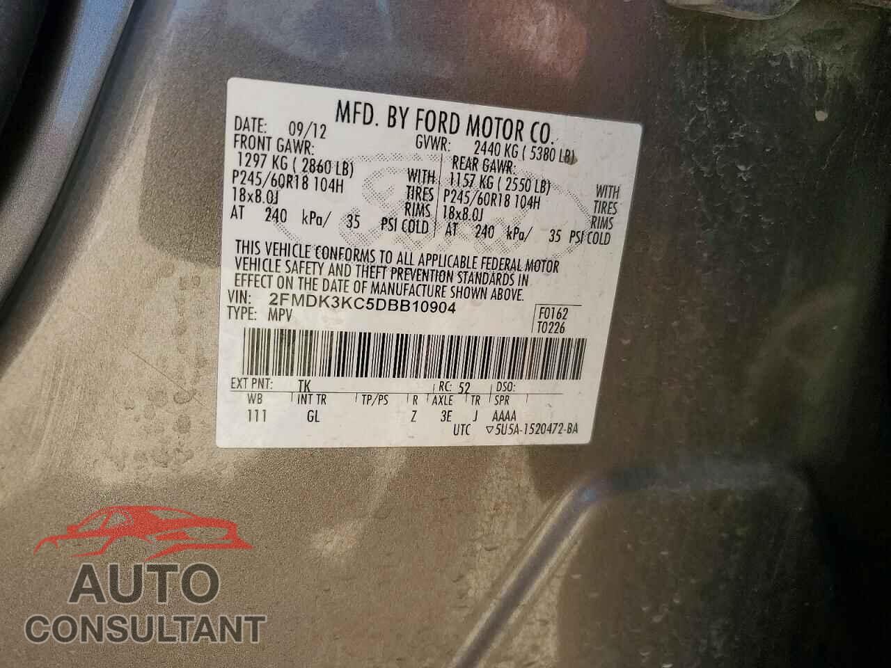 FORD EDGE 2013 - 2FMDK3KC5DBB10904