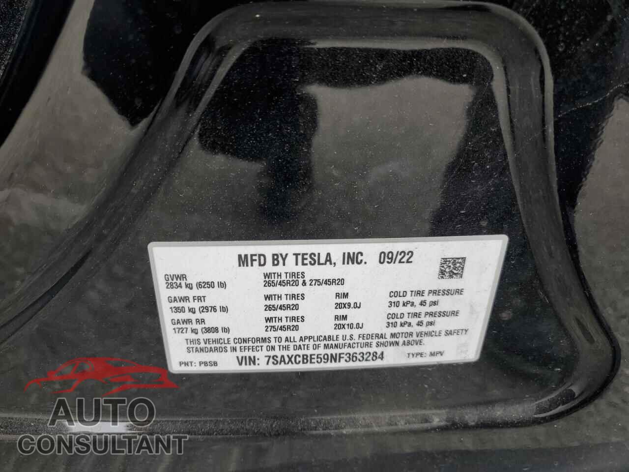TESLA MODEL X 2022 - 7SAXCBE59NF363284