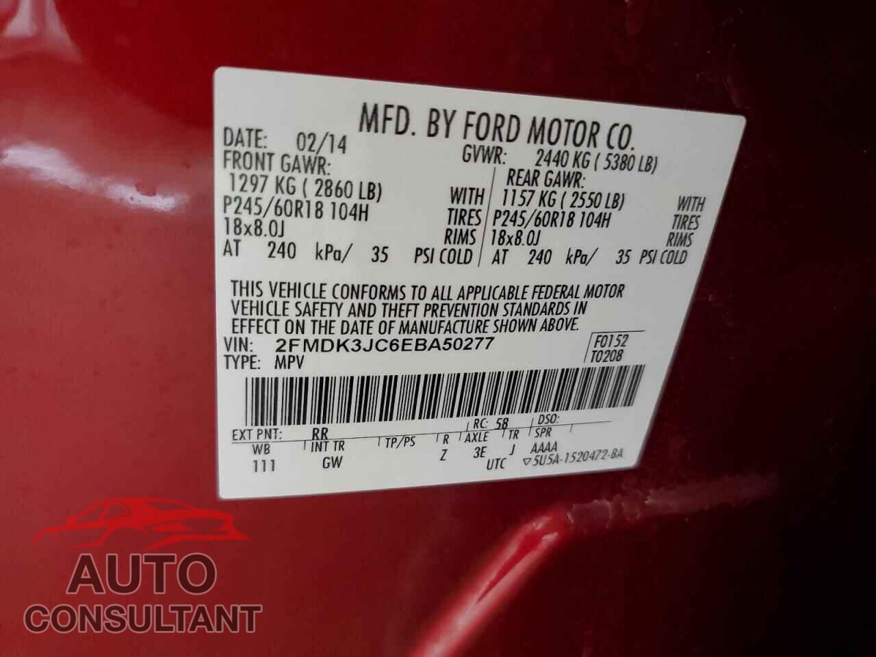 FORD EDGE 2014 - 2FMDK3JC6EBA50277