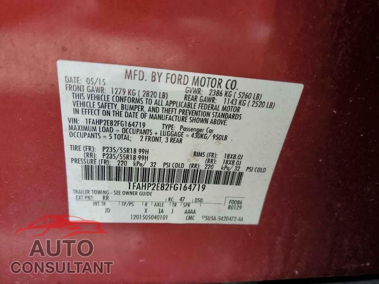 FORD TAURUS 2015 - 1FAHP2E82FG164719