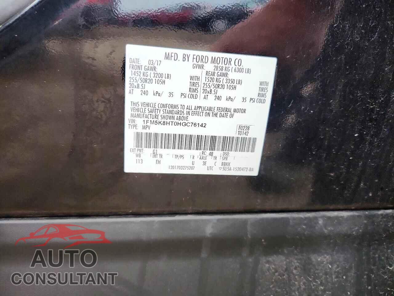 FORD EXPLORER 2017 - 1FM5K8HT0HGC76142