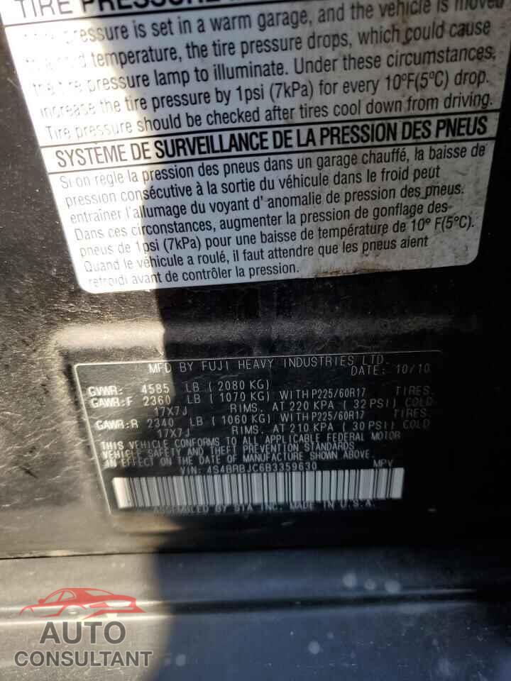 SUBARU OUTBACK 2011 - 4S4BRBJC6B3359630