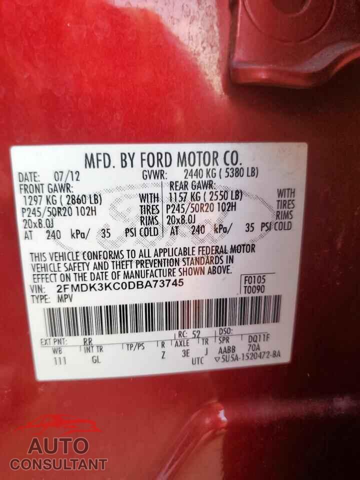 FORD EDGE 2013 - 2FMDK3KC0DBA73745