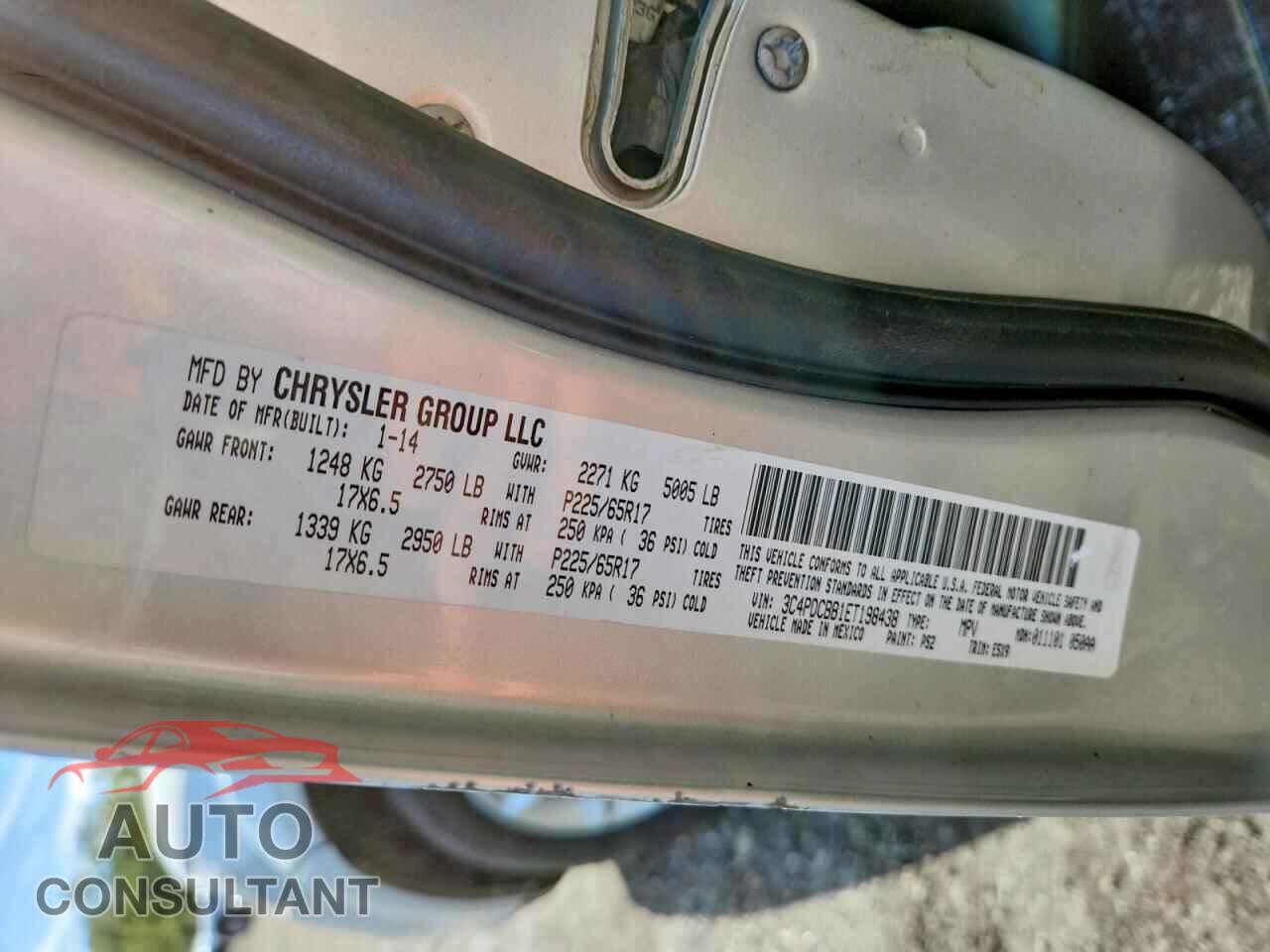 DODGE JOURNEY 2014 - 3C4PDCBB1ET198438