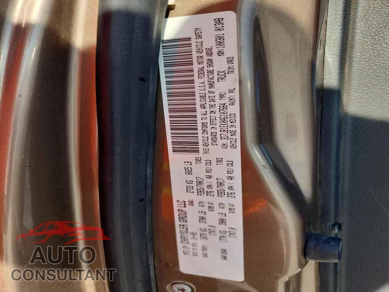 DODGE RAM 1500 2010 - 3D7JB1EK0AG107664