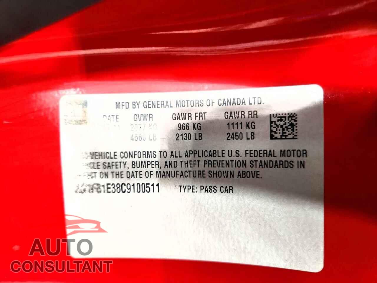 CHEVROLET CAMARO 2012 - 2G1FB1E38C9100511