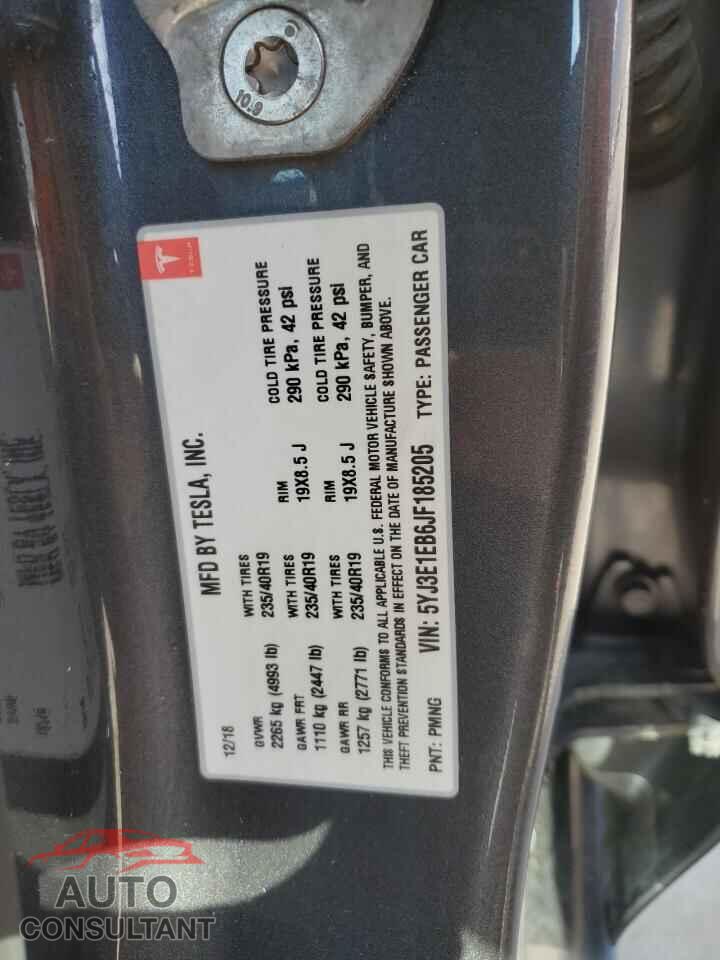TESLA MODEL 3 2018 - 5YJ3E1EB6JF185205