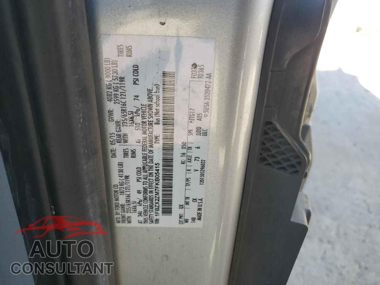 FORD TRANSIT 2015 - 1FBZX2ZM7FKB05415
