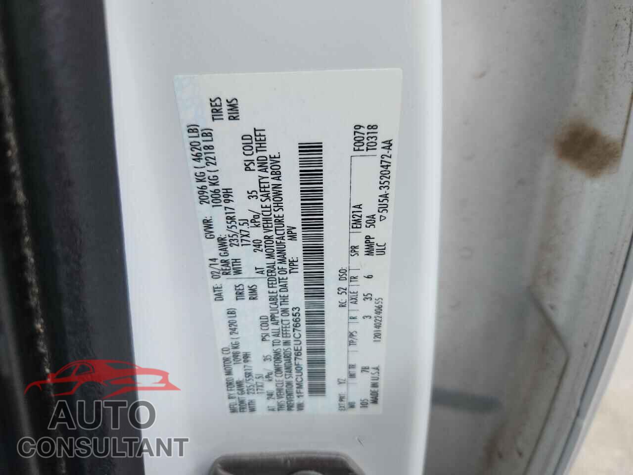 FORD ESCAPE 2014 - 1FMCU0F76EUC76653