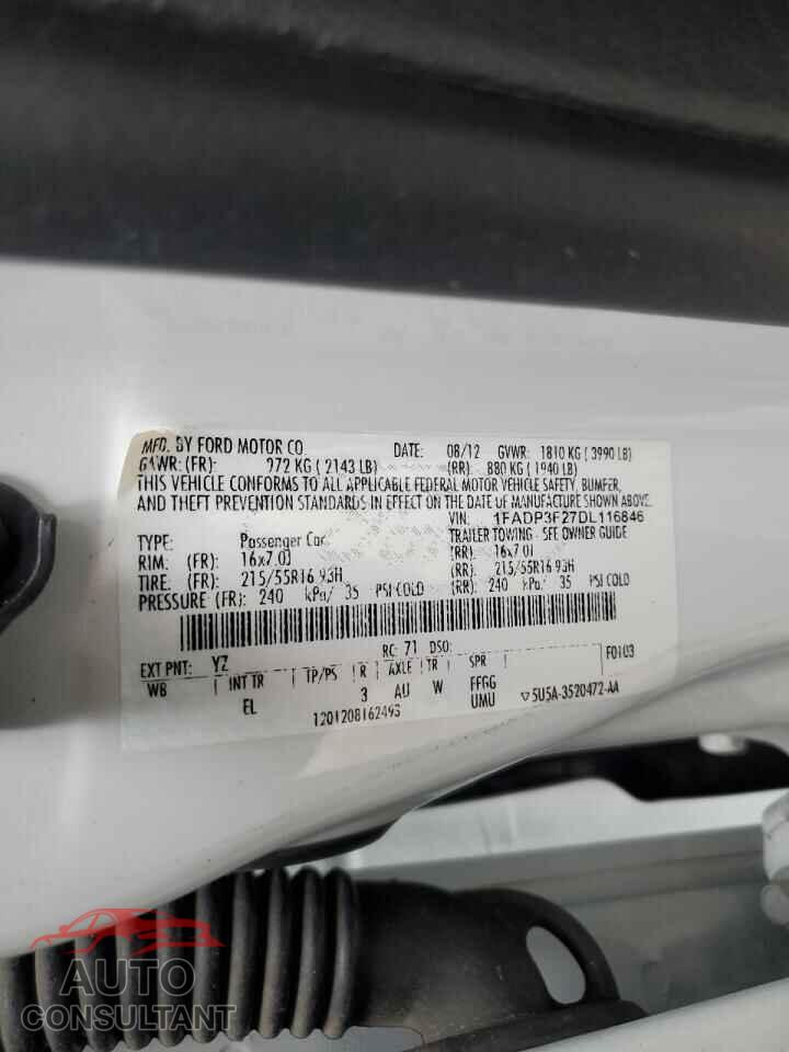 FORD FOCUS 2013 - 1FADP3F27DL116846