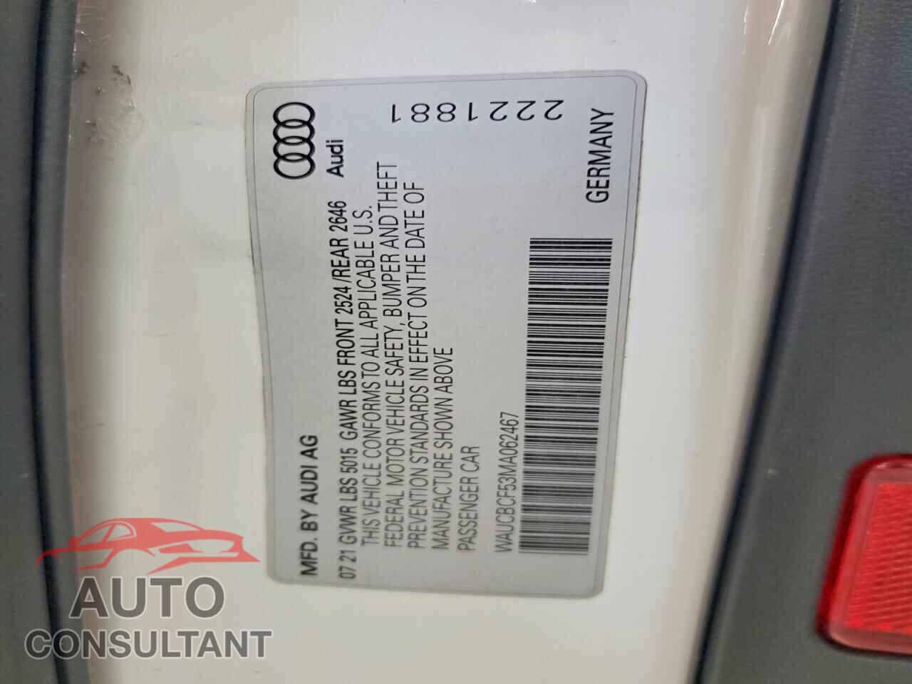 AUDI A5 2021 - WAUCBCF53MA062467