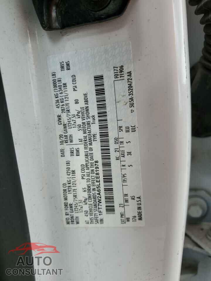 FORD F250 2020 - 1FT7W2A65LEE81978