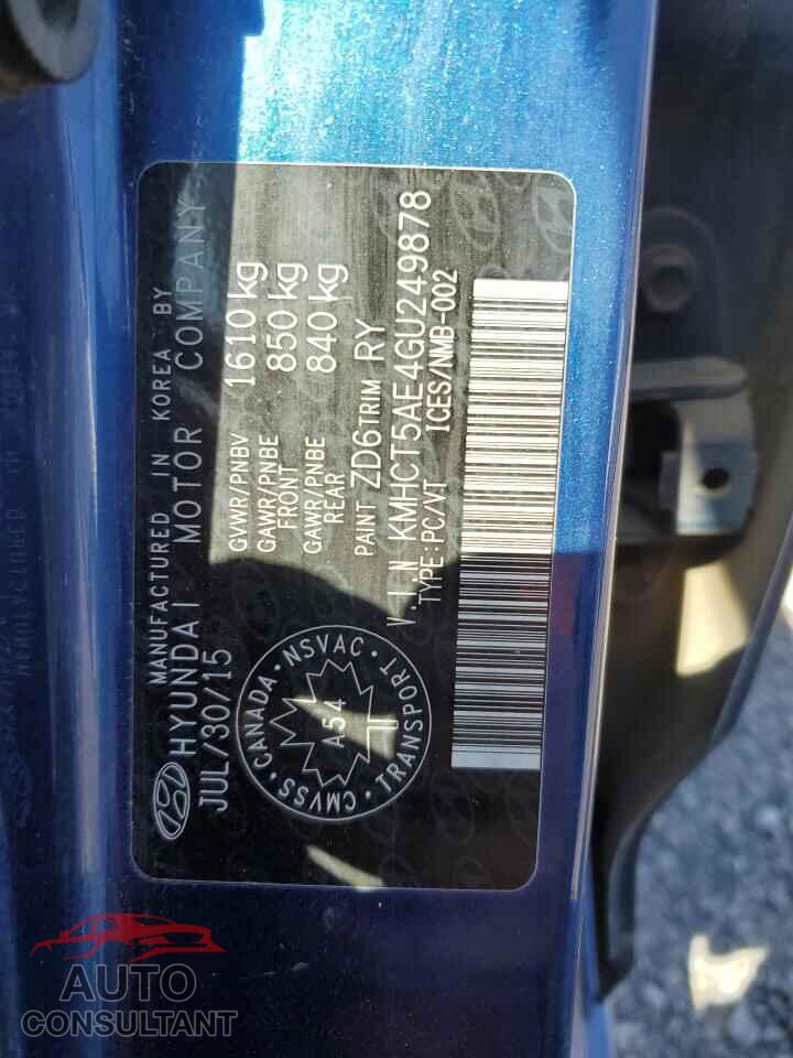 HYUNDAI ACCENT 2016 - KMHCT5AE4GU249878