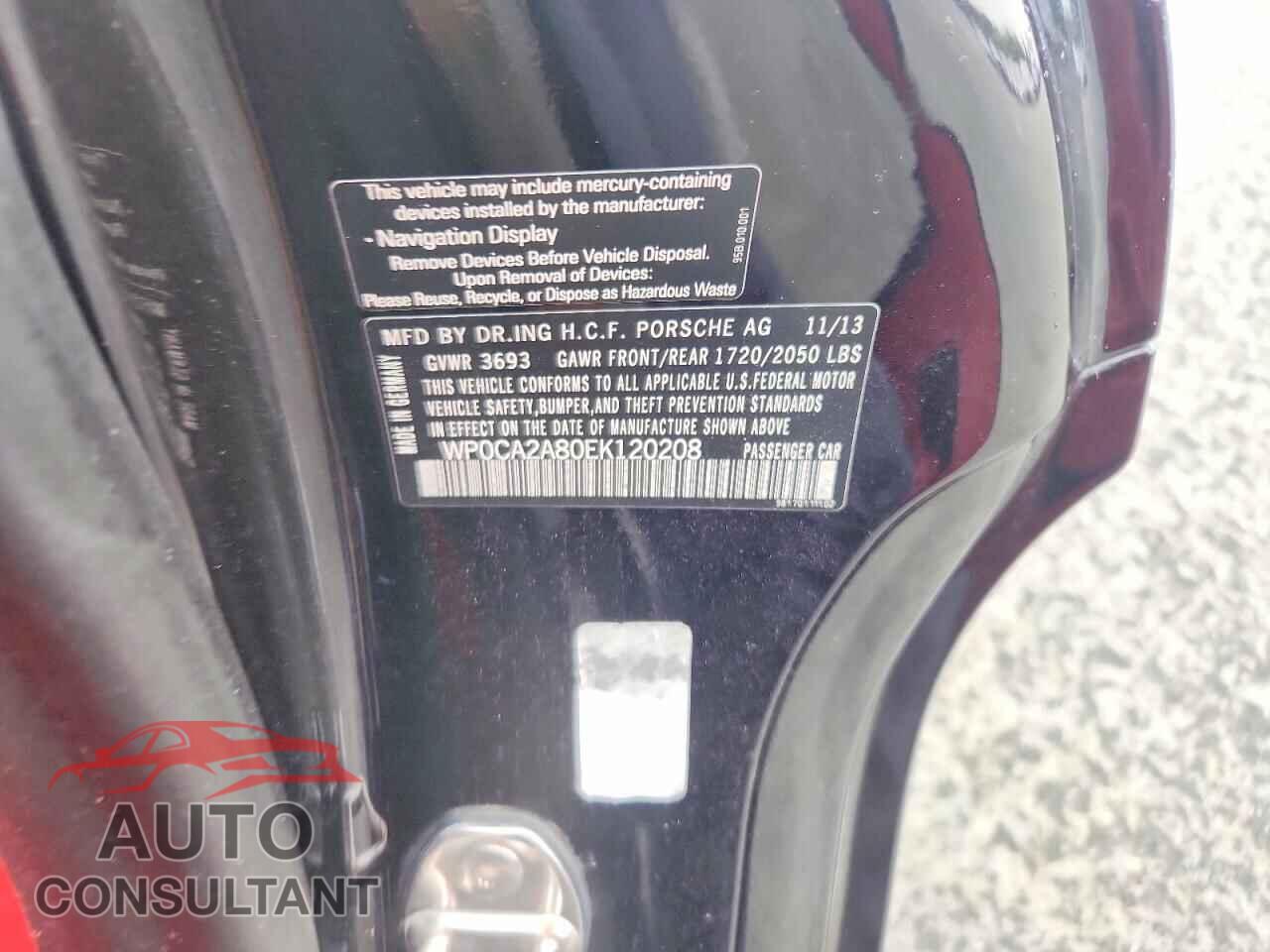 PORSCHE BOXSTER 2014 - WP0CA2A80EK120208