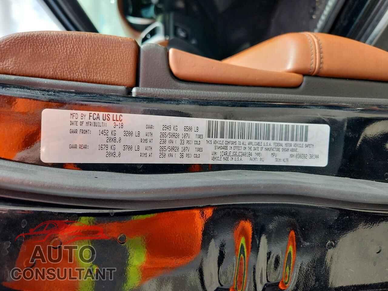 JEEP CHEROKEE 2018 - 1C4RJEJG6JC340184