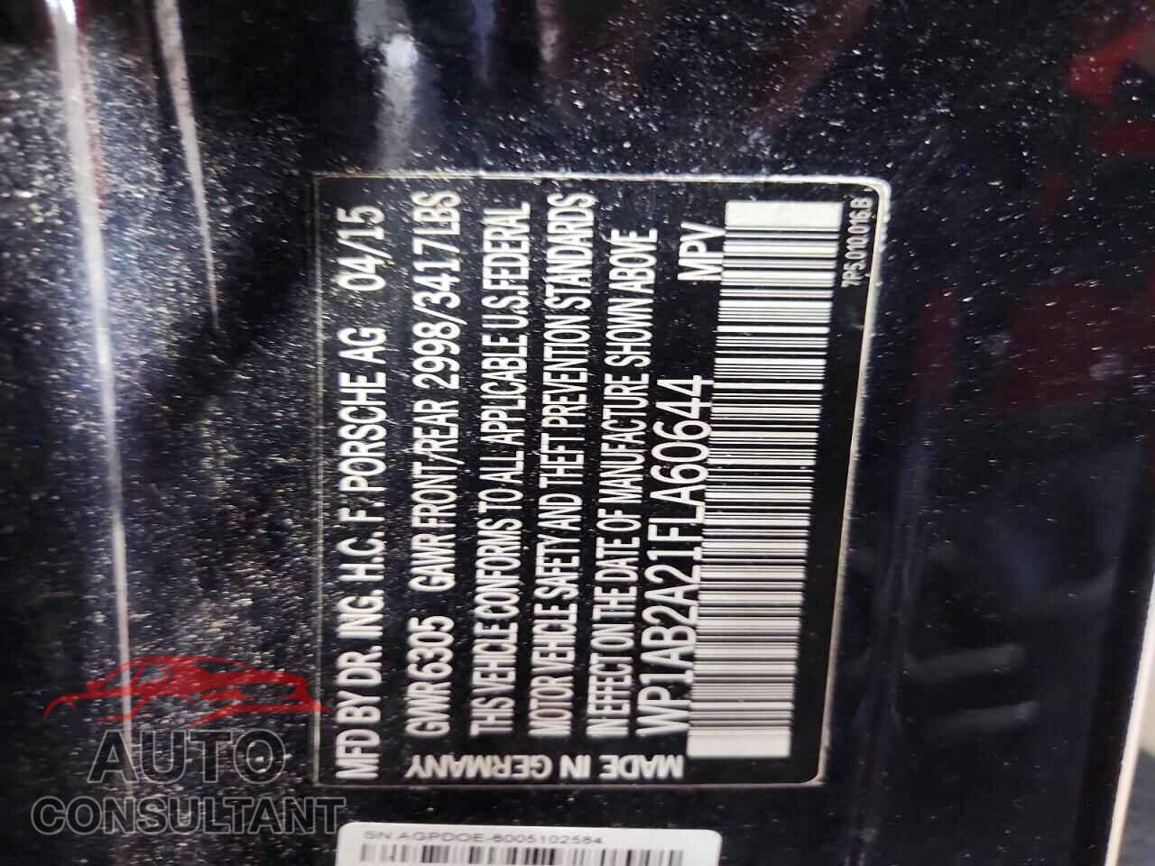 PORSCHE CAYENNE 2015 - WP1AB2A21FLA60644