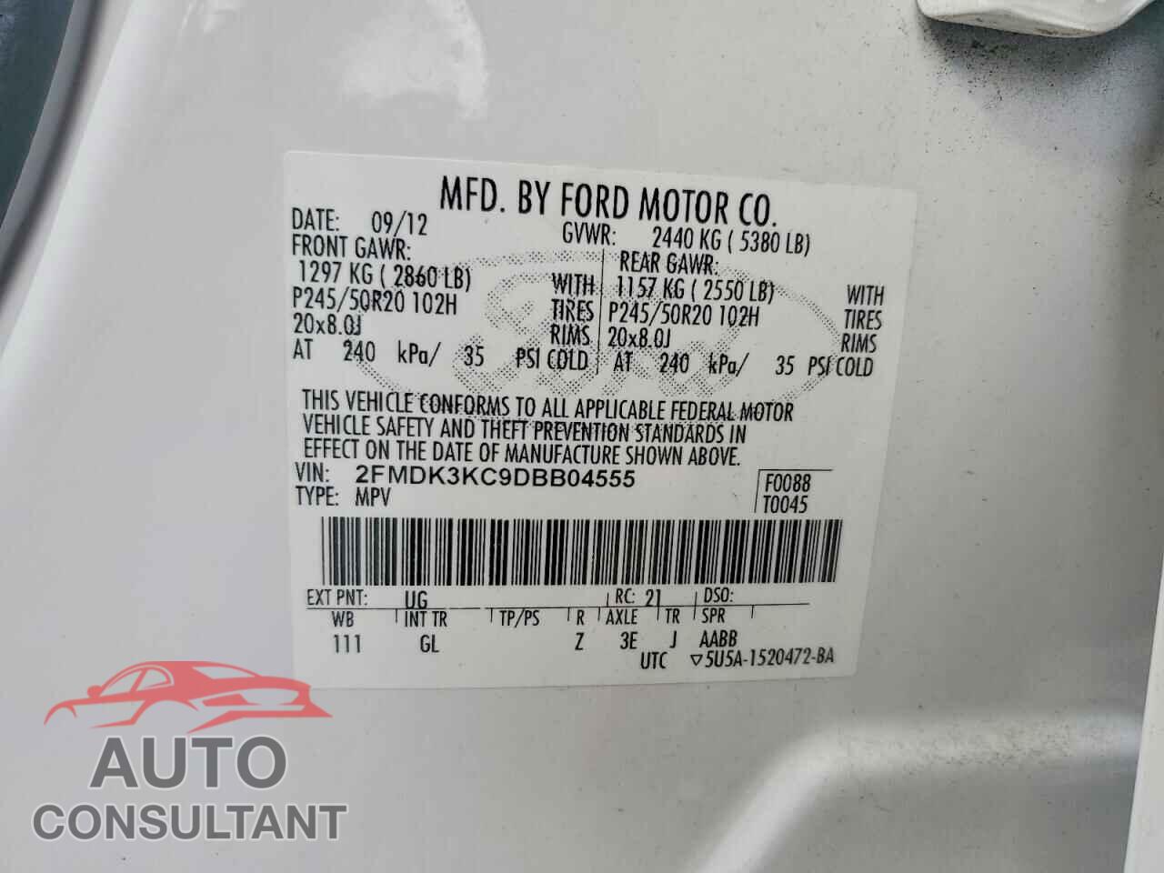FORD EDGE 2013 - 2FMDK3KC9DBB04555