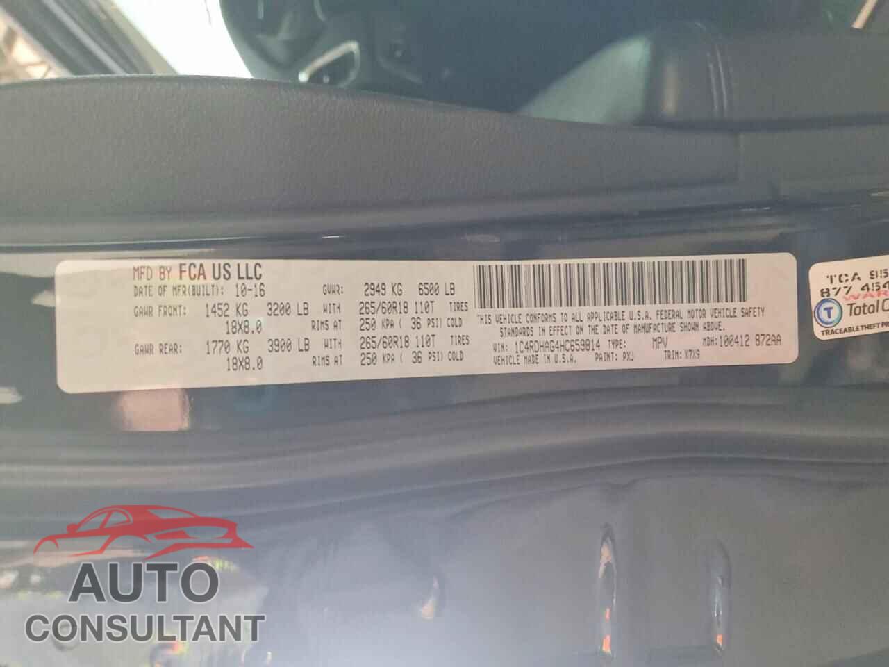 DODGE DURANGO 2017 - 1C4RDHAG4HC659814