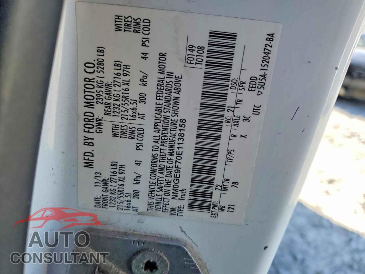 FORD TRANSIT 2014 - NM0GE9F70E1138158