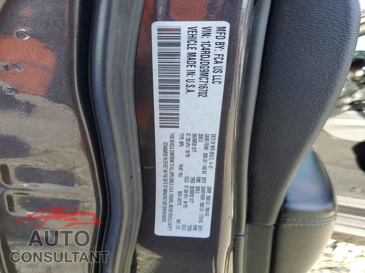 DODGE DURANGO 2021 - 1C4RDJDG9MC716702