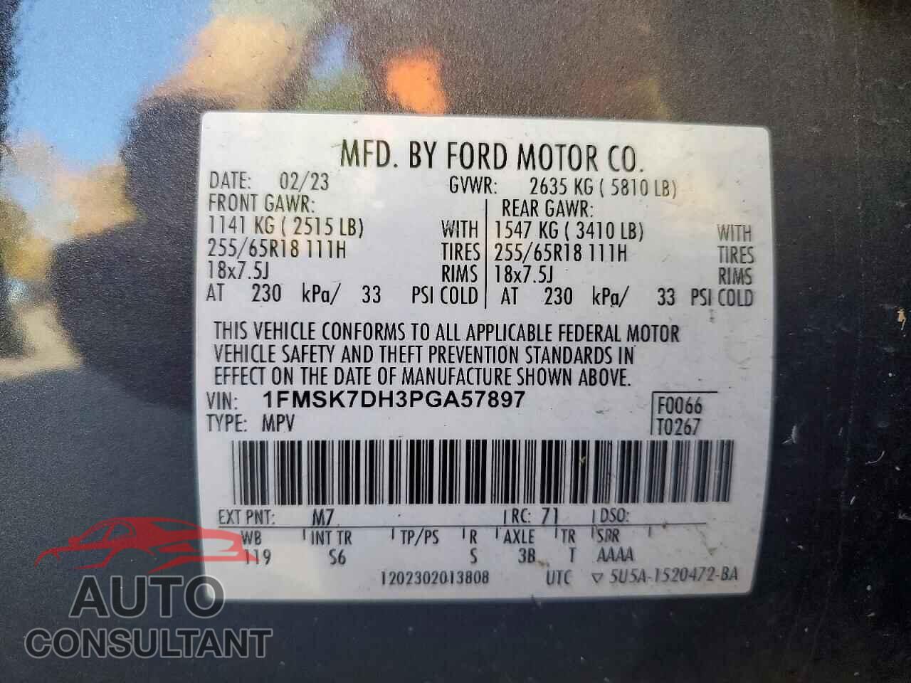 FORD EXPLORER 2023 - 1FMSK7DH3PGA57897