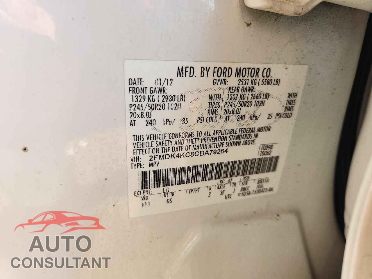 FORD EDGE 2012 - 2FMDK4KC8CBA79264