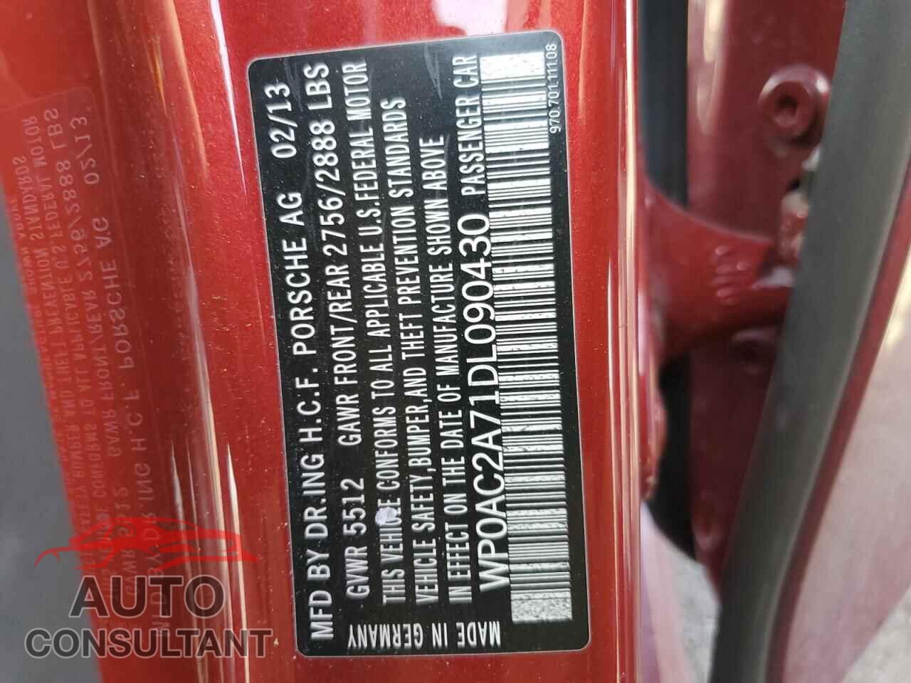 PORSCHE PANAMERA 2013 - WP0AC2A71DL090430