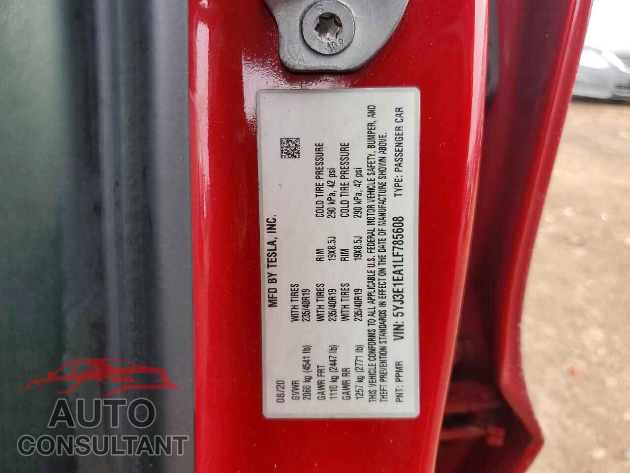TESLA MODEL 3 2020 - 5YJ3E1EA1LF785608
