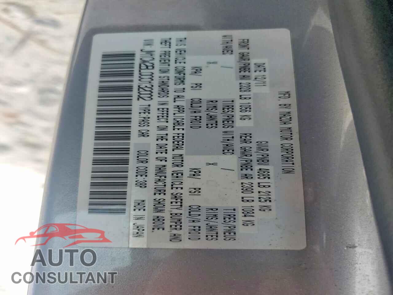 MAZDA 5 2012 - JM1CW2BL0C0132002