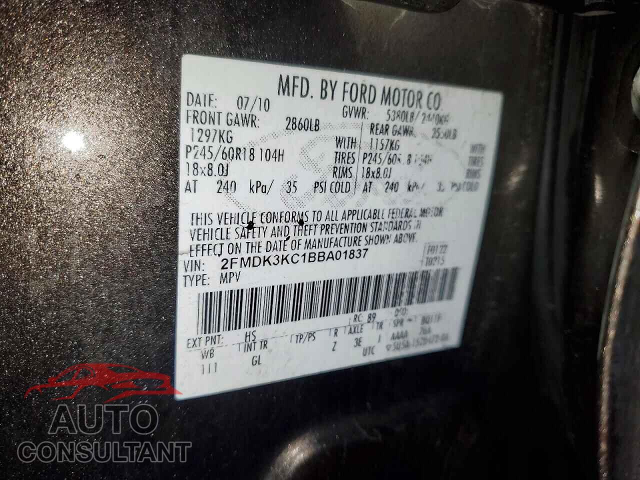 FORD EDGE 2011 - 2FMDK3KC1BBA01837