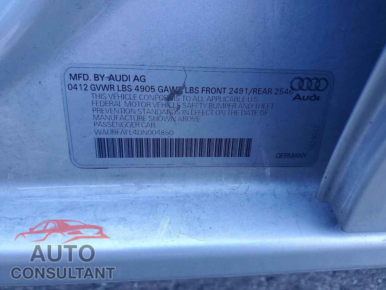 AUDI A4 2013 - WAUBFAFL4DN004850